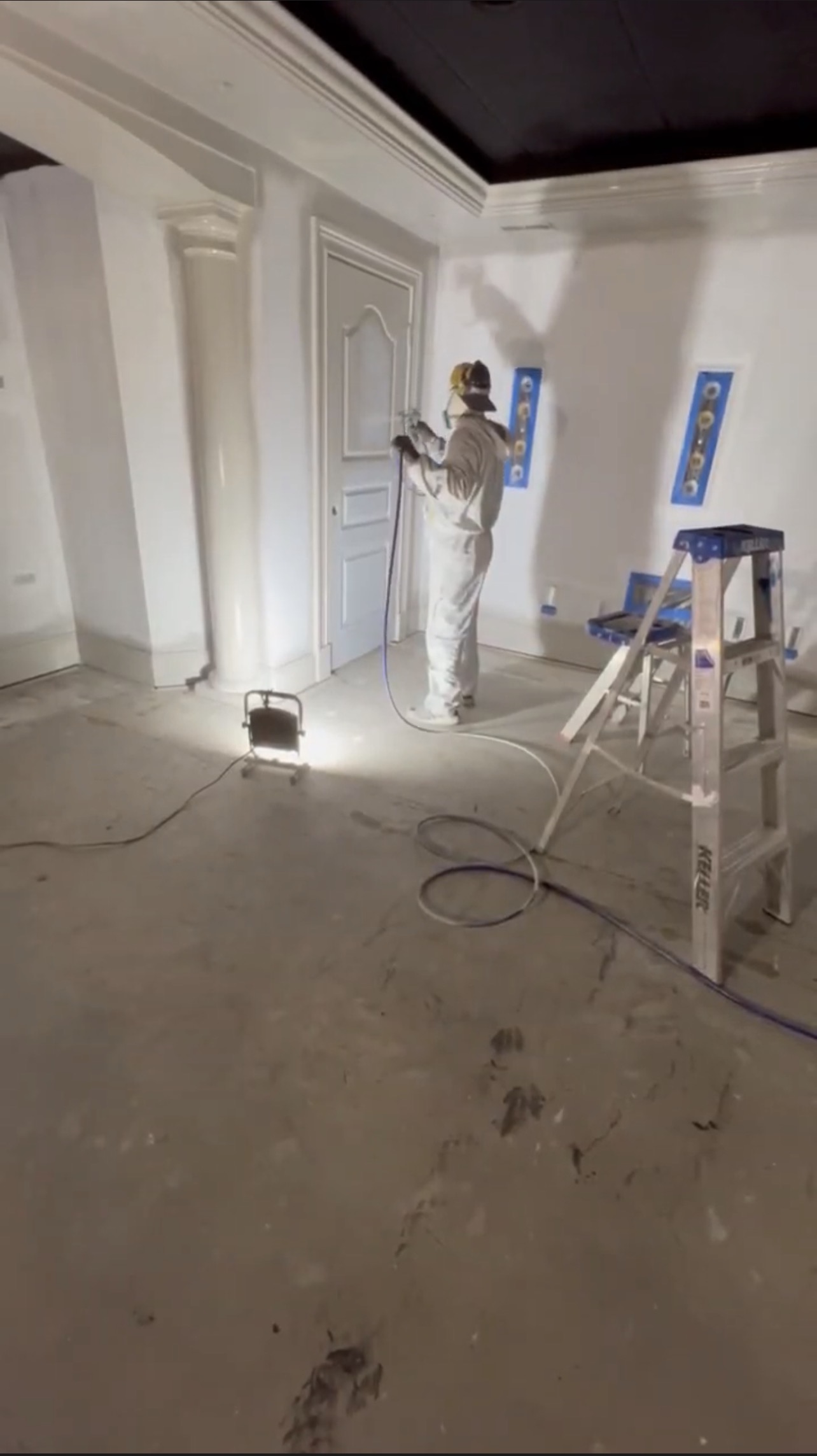 Basement walls and ceiling before painting and surface preparation